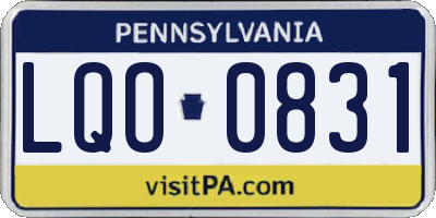 PA license plate LQO0831