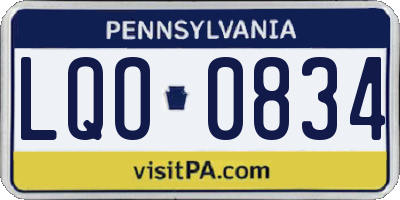 PA license plate LQO0834