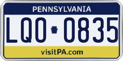 PA license plate LQO0835