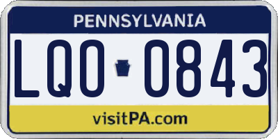 PA license plate LQO0843