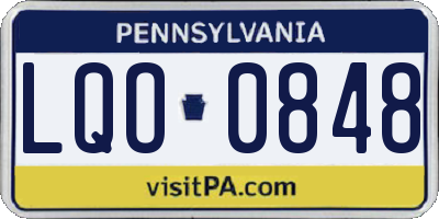 PA license plate LQO0848