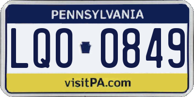 PA license plate LQO0849