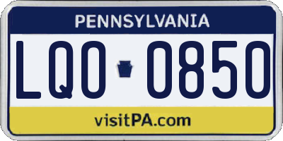 PA license plate LQO0850