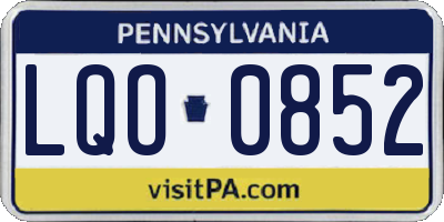 PA license plate LQO0852