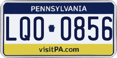 PA license plate LQO0856