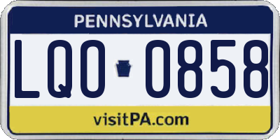 PA license plate LQO0858