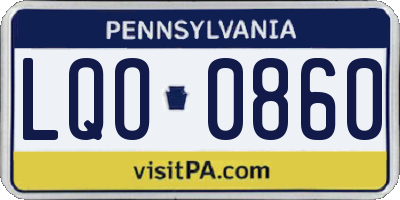 PA license plate LQO0860