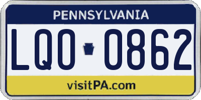 PA license plate LQO0862