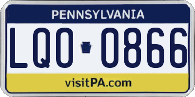 PA license plate LQO0866