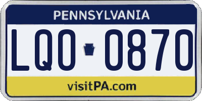 PA license plate LQO0870