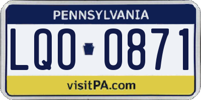 PA license plate LQO0871