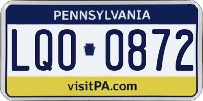 PA license plate LQO0872