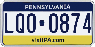 PA license plate LQO0874