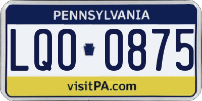PA license plate LQO0875