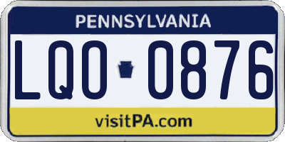 PA license plate LQO0876