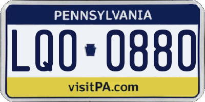PA license plate LQO0880