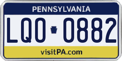 PA license plate LQO0882