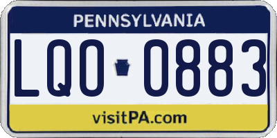 PA license plate LQO0883