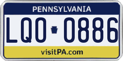 PA license plate LQO0886
