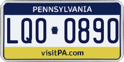 PA license plate LQO0890
