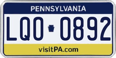 PA license plate LQO0892