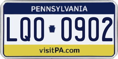 PA license plate LQO0902