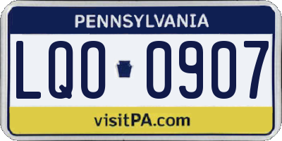 PA license plate LQO0907