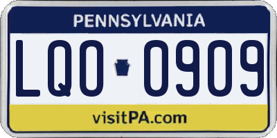 PA license plate LQO0909
