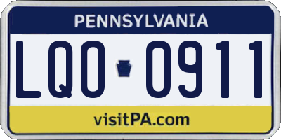 PA license plate LQO0911