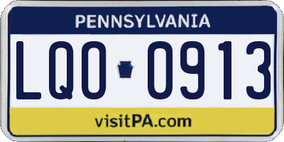 PA license plate LQO0913