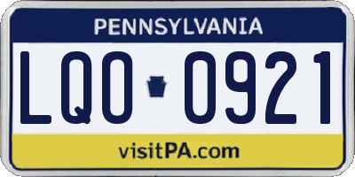 PA license plate LQO0921