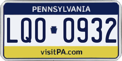 PA license plate LQO0932
