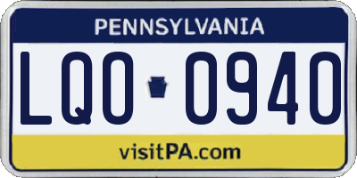 PA license plate LQO0940