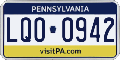 PA license plate LQO0942