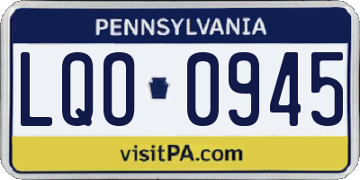 PA license plate LQO0945