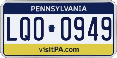 PA license plate LQO0949