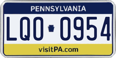 PA license plate LQO0954