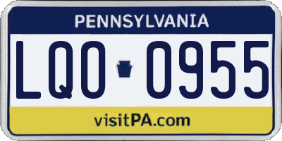 PA license plate LQO0955