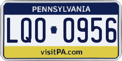 PA license plate LQO0956