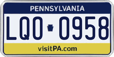PA license plate LQO0958