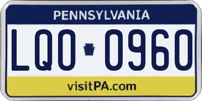 PA license plate LQO0960