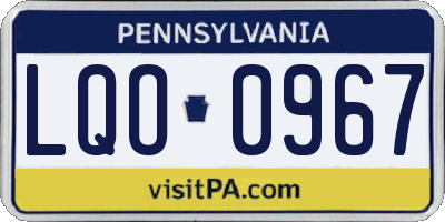 PA license plate LQO0967