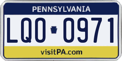 PA license plate LQO0971