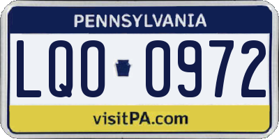PA license plate LQO0972