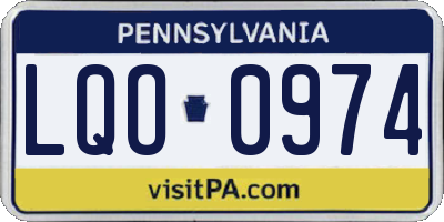 PA license plate LQO0974