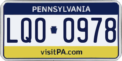 PA license plate LQO0978