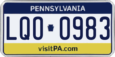 PA license plate LQO0983