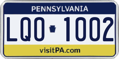 PA license plate LQO1002