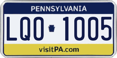 PA license plate LQO1005