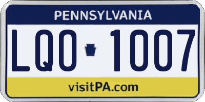 PA license plate LQO1007